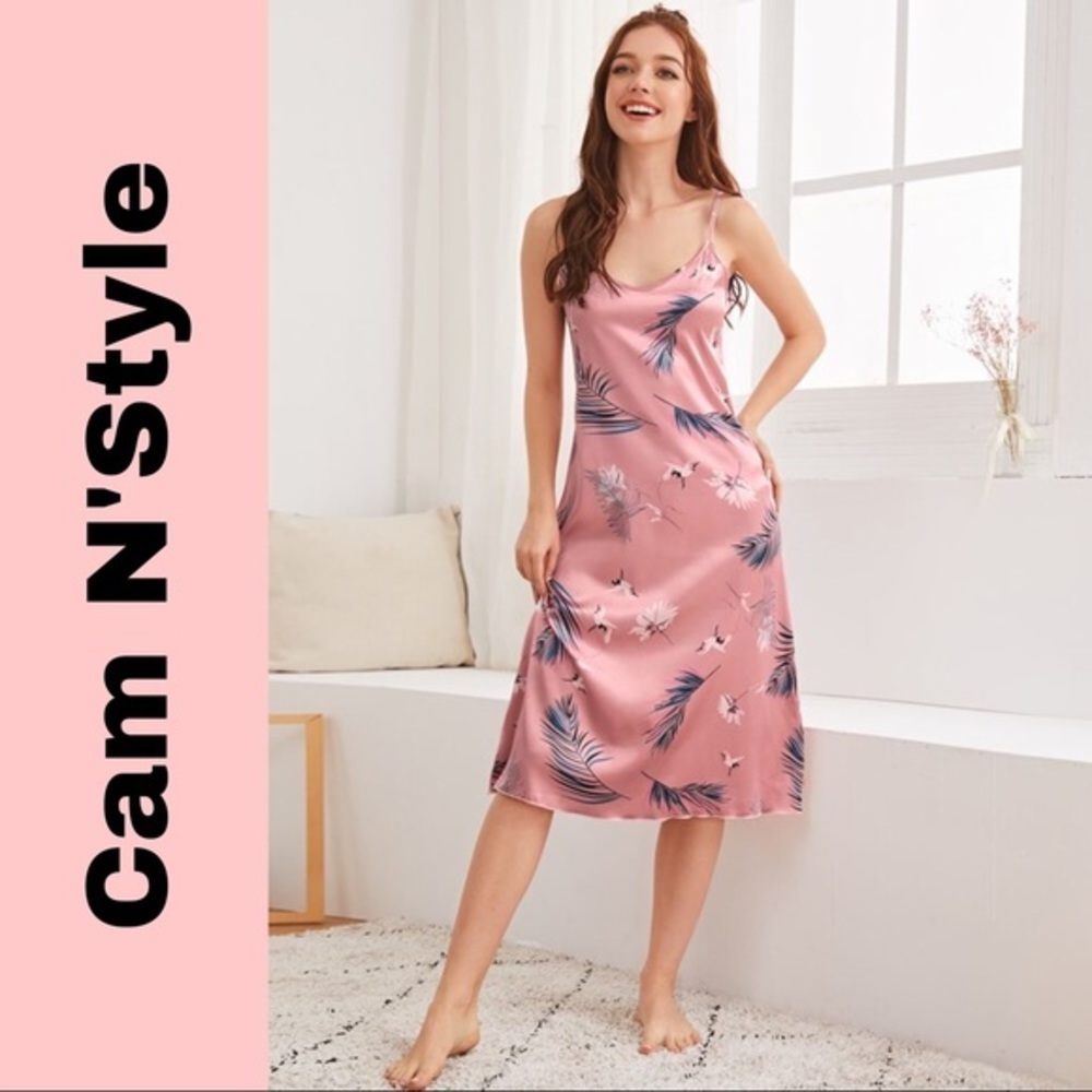 New Pink Satin Silk-Like Nightgown​